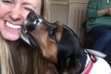 Jess with dog at pet popin